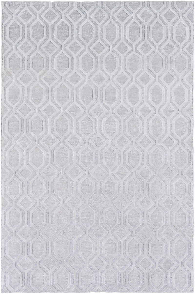 Light Slate Hand Knotted 100% Linen Modern Rectangle Handmade rug, Indoor use only, no fringe, non-washable.