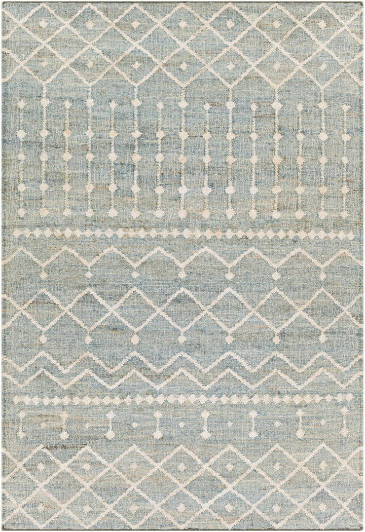Dusty Sage Hand Woven 100% Jute Global Rectangle Handmade rug, Indoor use only, no fringe, non-washable.