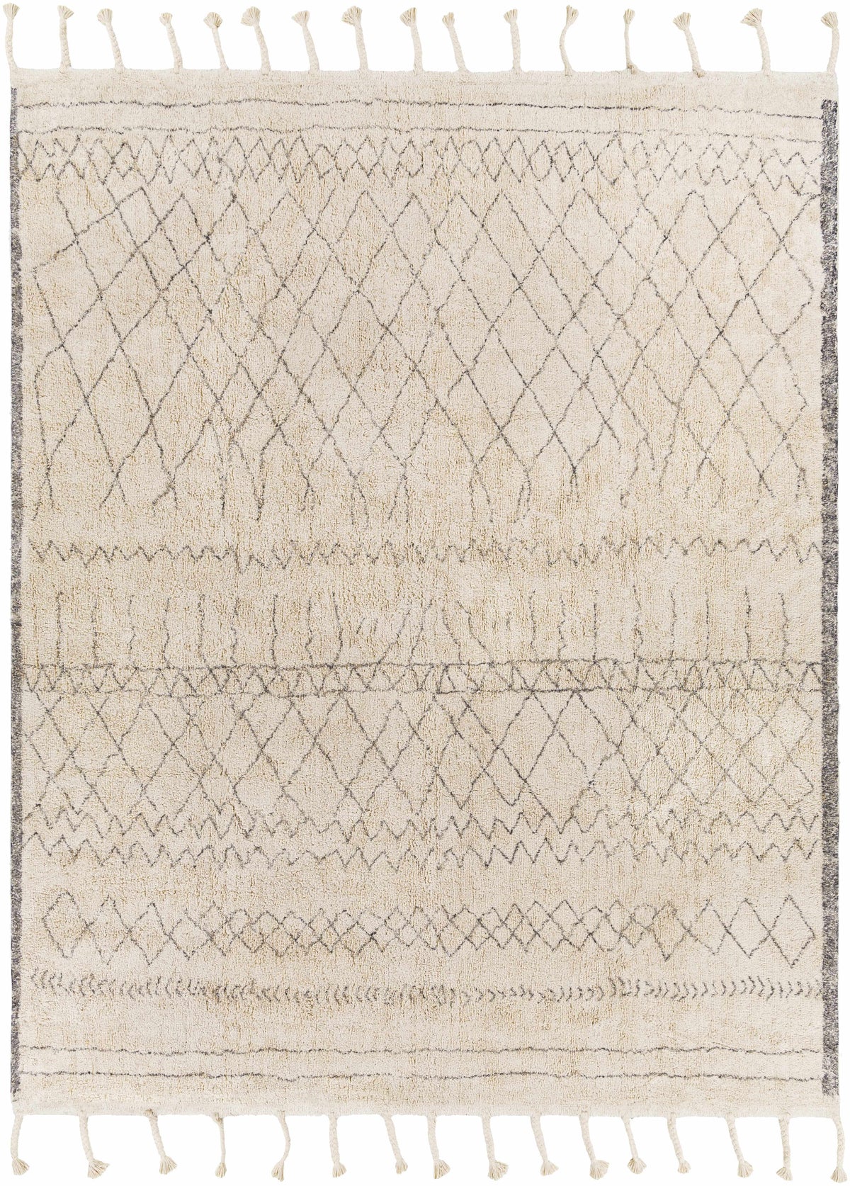 Gray Hand Woven 100% Cotton Global Rectangle Handmade rug, Indoor use only, has fringe, non-washable.