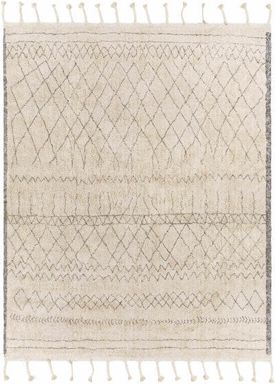 Gray Hand Woven 100% Cotton Global Rectangle Handmade rug, Indoor use only, has fringe, non-washable.