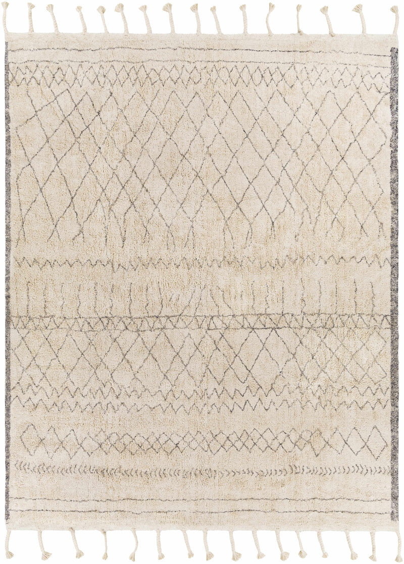Gray Hand Woven 100% Cotton Global Rectangle Handmade rug, Indoor use only, has fringe, non-washable.