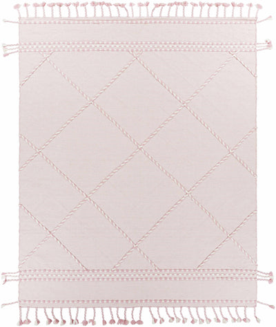 Light Pink Hand Woven 100% Wool Global Rectangle Handmade rug, Indoor use only, has fringe, non-washable. runner also available