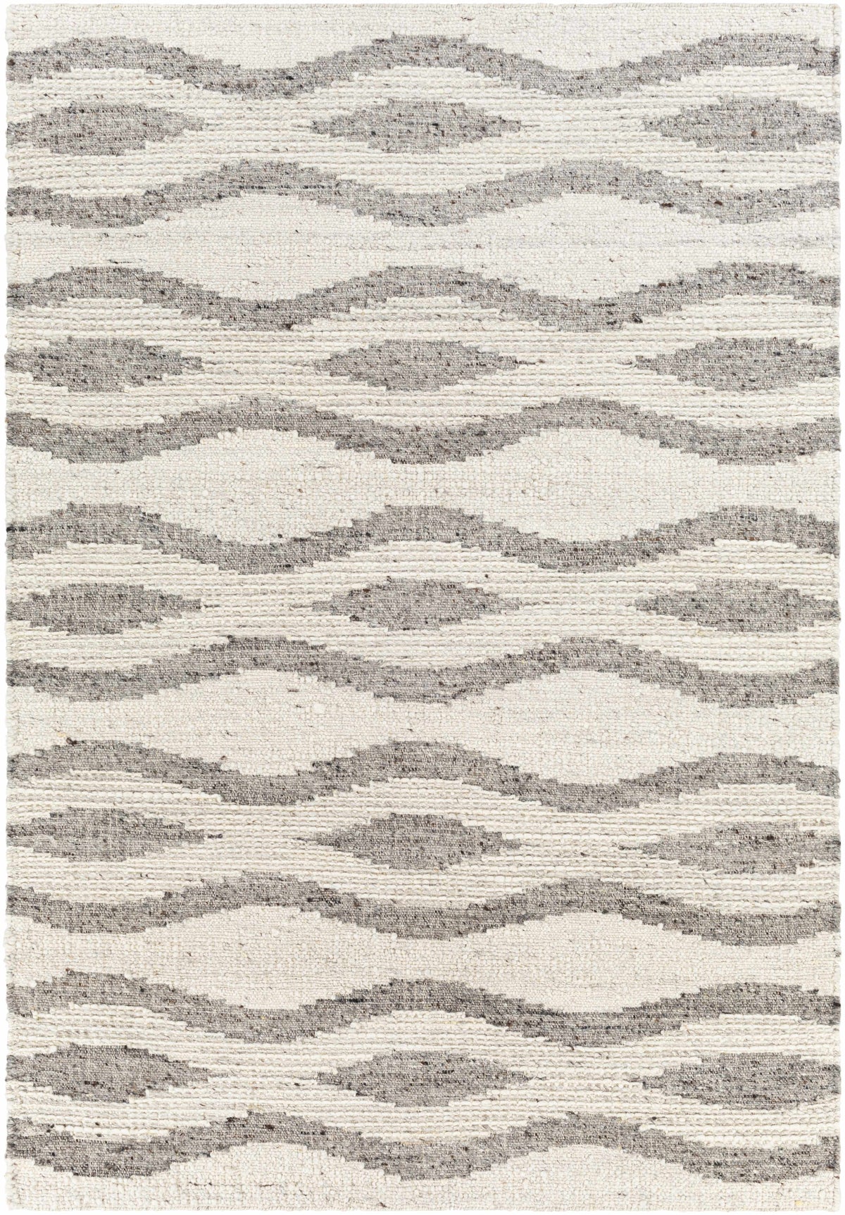 Cream Hand Woven 100% Wool Global Rectangle Handmade rug, Indoor use only, no fringe, non-washable.