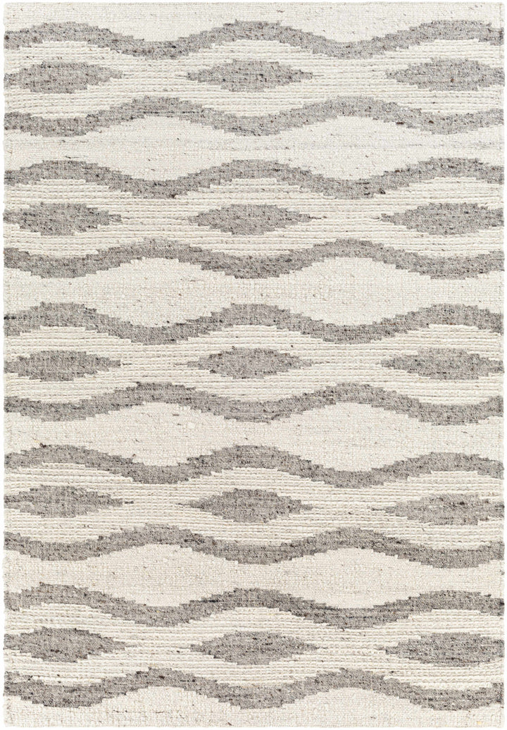 Cream Hand Woven 100% Wool Global Rectangle Handmade rug, Indoor use only, no fringe, non-washable.