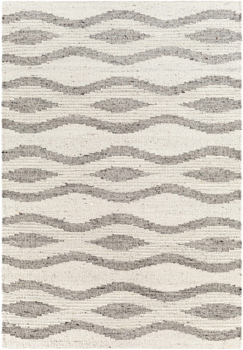 Cream Hand Woven 100% Wool Global Rectangle Handmade rug, Indoor use only, no fringe, non-washable.