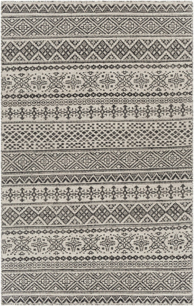 Black Hand Woven 100% Wool Global Rectangle Handmade rug, Indoor use only, no fringe, non-washable. runner also available