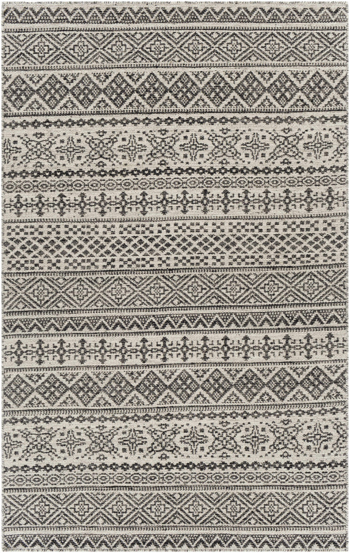 Black Hand Woven 100% Wool Global Rectangle Handmade rug, Indoor use only, no fringe, non-washable. runner also available