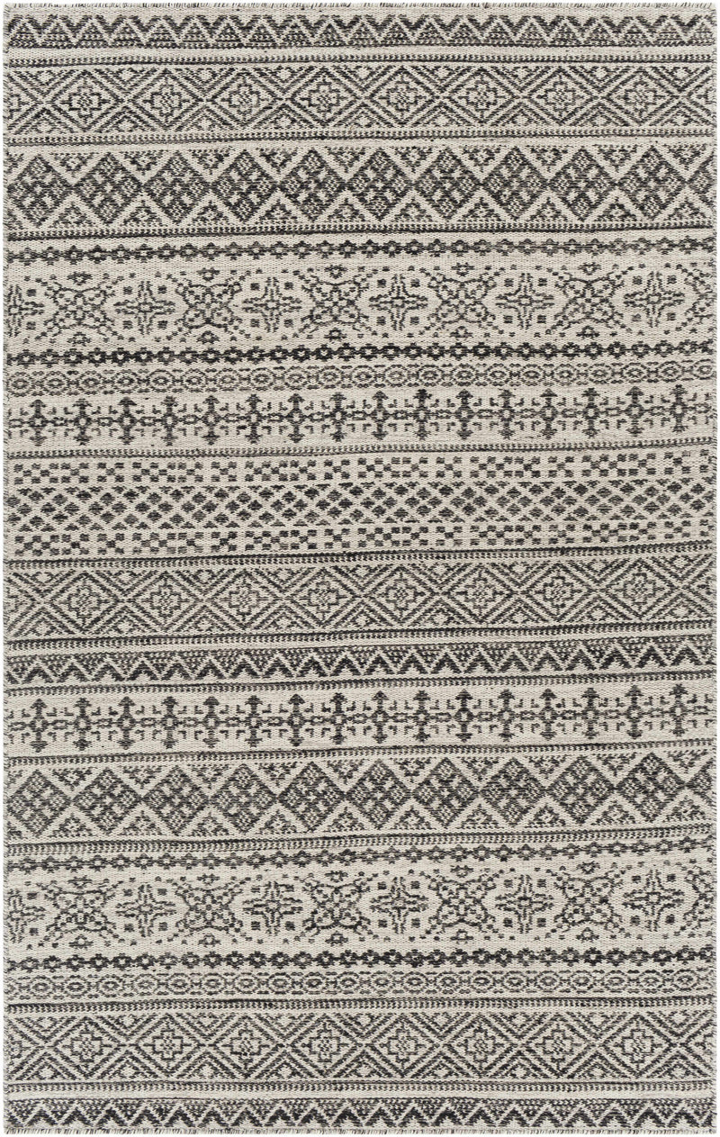 Black Hand Woven 100% Wool Global Rectangle Handmade rug, Indoor use only, no fringe, non-washable. runner also available