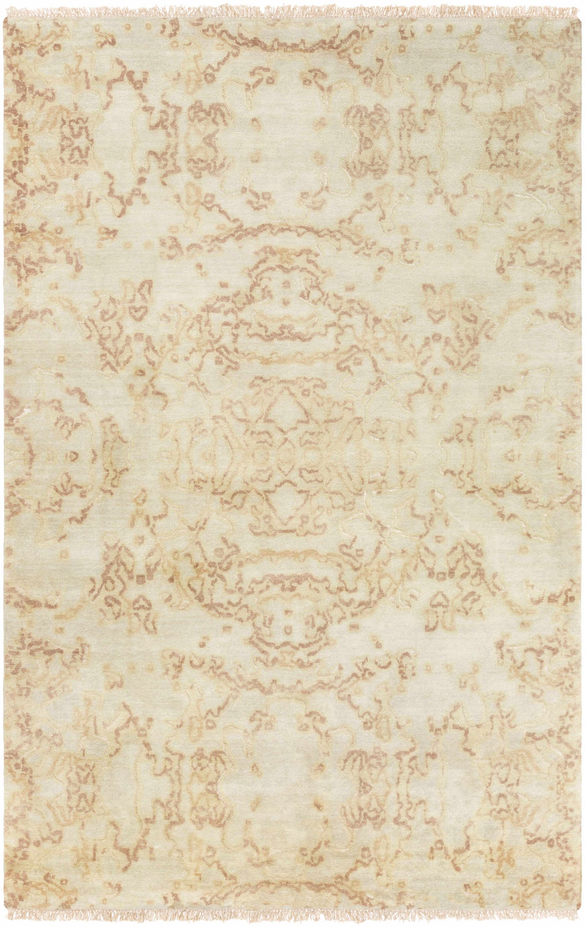 Light Sage Hand Knotted 80% Wool, 20% Viscose Modern Rectangle Handmade rug, Indoor use only, has fringe, non-washable.