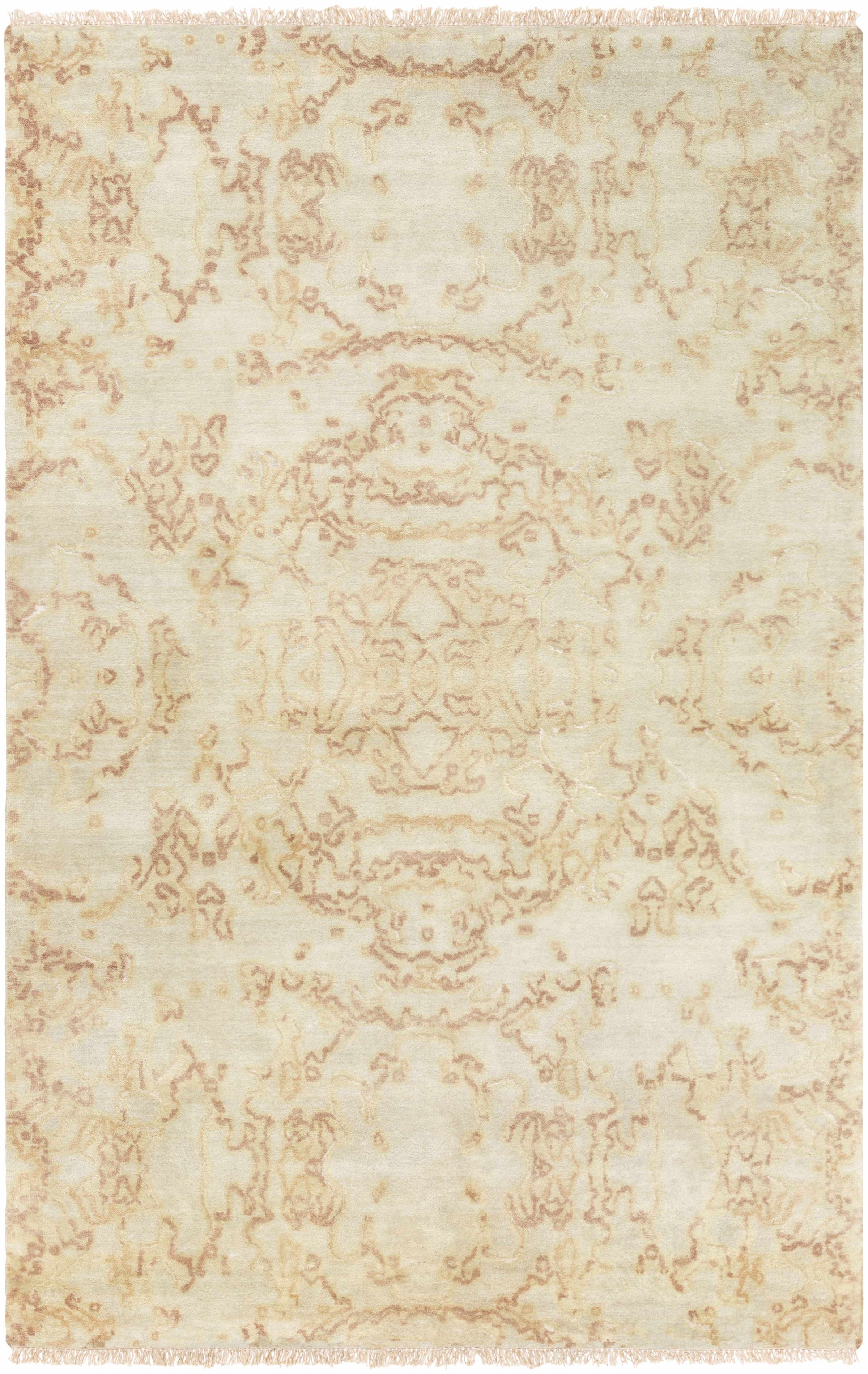 Light Sage Hand Knotted 80% Wool, 20% Viscose Modern Rectangle Handmade rug, Indoor use only, has fringe, non-washable.