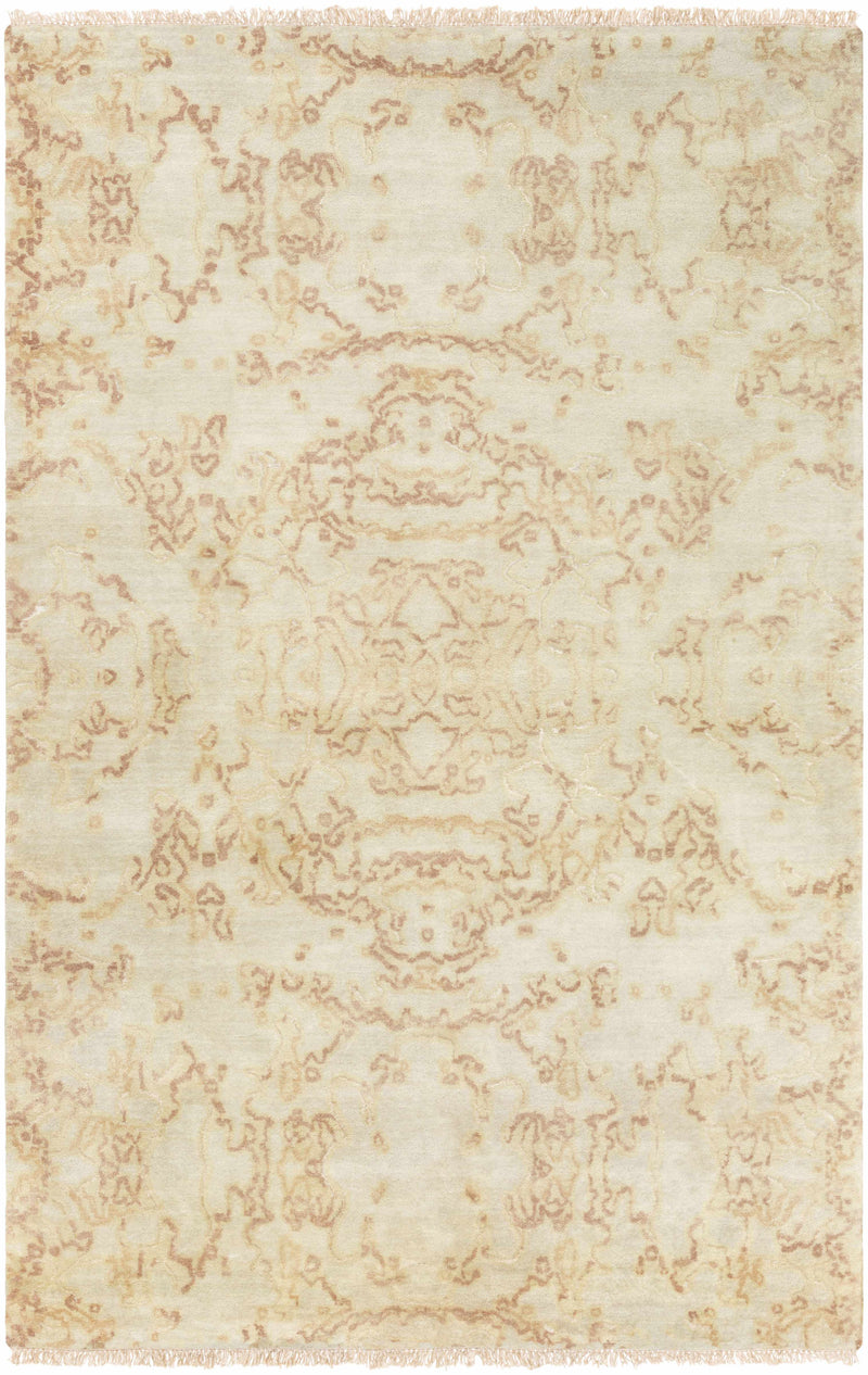 Light Sage Hand Knotted 80% Wool, 20% Viscose Modern Rectangle Handmade rug, Indoor use only, has fringe, non-washable.
