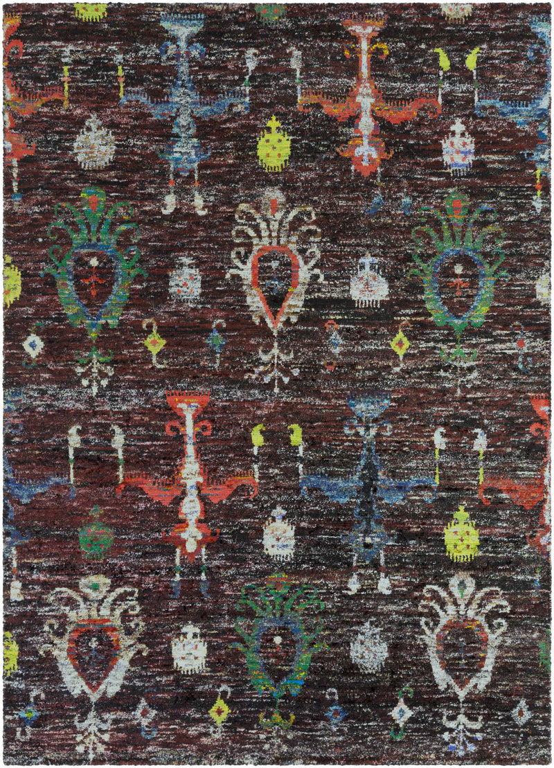 Black Hand Knotted 100% Recycled Silk Modern Rectangle Handmade rug, Indoor use only, no fringe, non-washable.