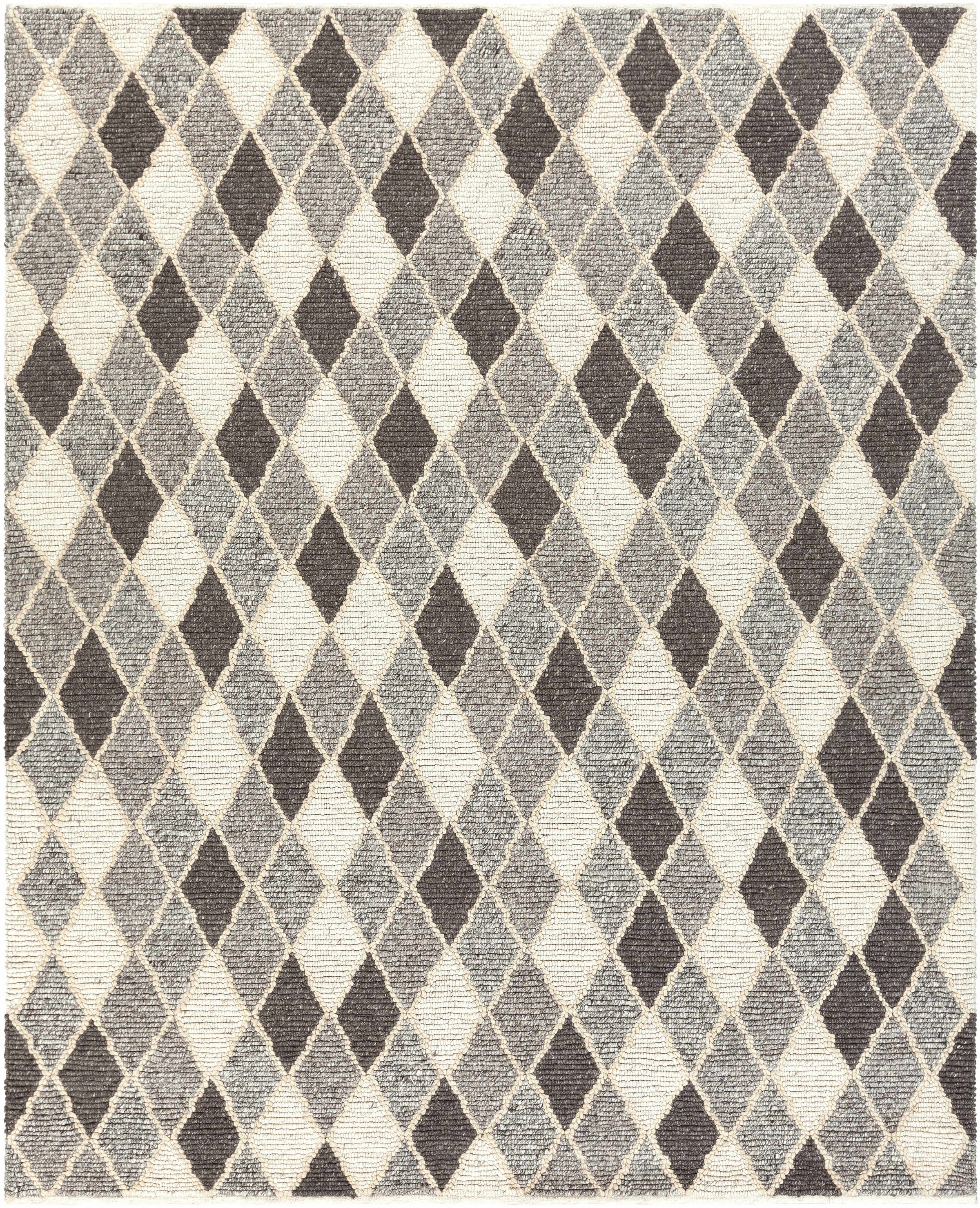 Charcoal Hand Woven 60% Wool, 40% Viscose Global Rectangle Handmade rug, Indoor use only, no fringe, non-washable.