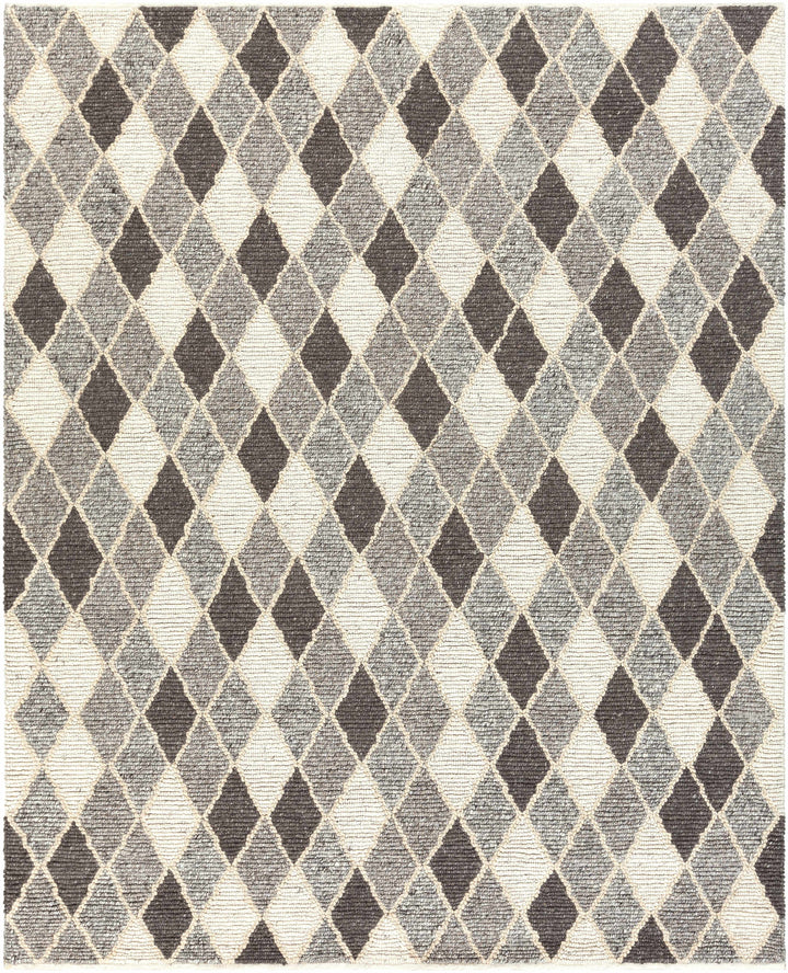 Charcoal Hand Woven 60% Wool, 40% Viscose Global Rectangle Handmade rug, Indoor use only, no fringe, non-washable.