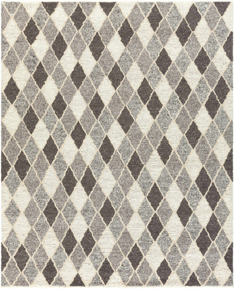 Charcoal Hand Woven 60% Wool, 40% Viscose Global Rectangle Handmade rug, Indoor use only, no fringe, non-washable.
