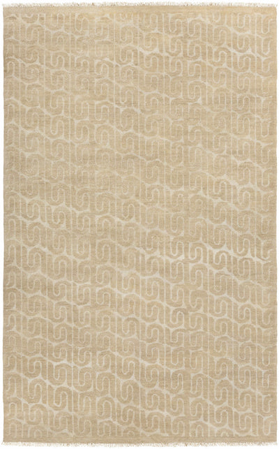 Tan Hand Knotted 100% Wool Cottage Rectangle Handmade rug, Indoor use only, has fringe, non-washable.