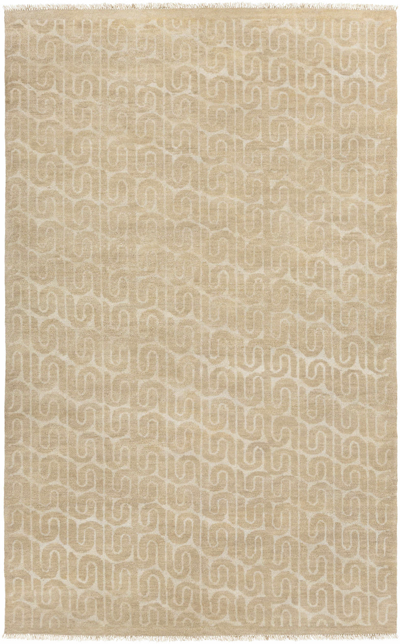 Tan Hand Knotted 100% Wool Cottage Rectangle Handmade rug, Indoor use only, has fringe, non-washable.