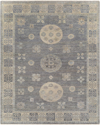 Dark Blue Hand Knotted 100% Wool Traditional Rectangle Handmade rug, Indoor use only, has fringe, non-washable.