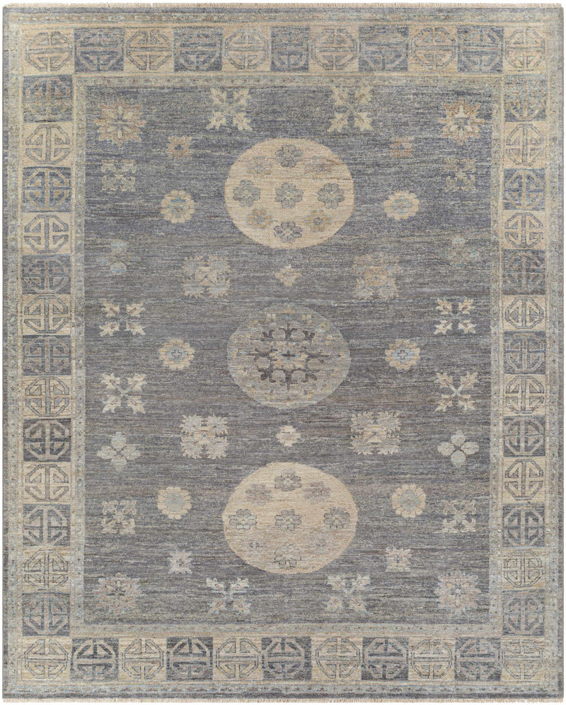 Dark Blue Hand Knotted 100% Wool Traditional Rectangle Handmade rug, Indoor use only, has fringe, non-washable.