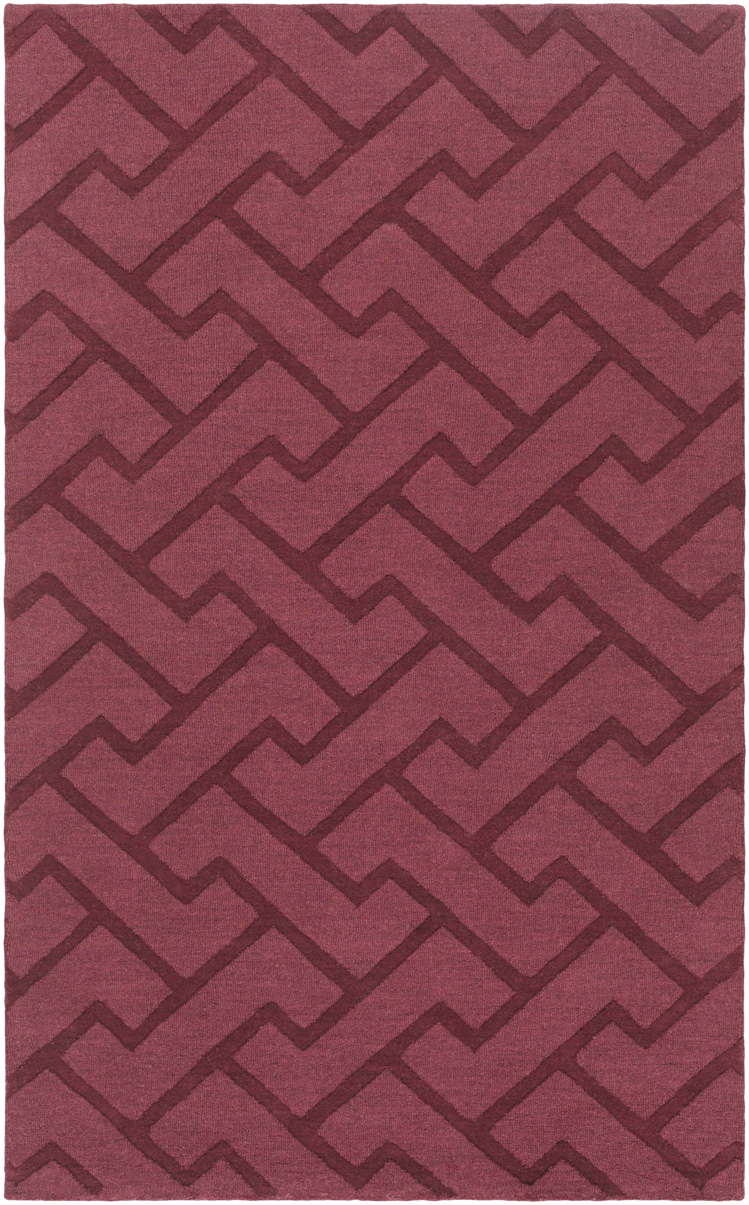 Plum Hand Loomed 100% Wool Modern Rectangle Handmade rug, Indoor use only, no fringe, non-washable. runner also available