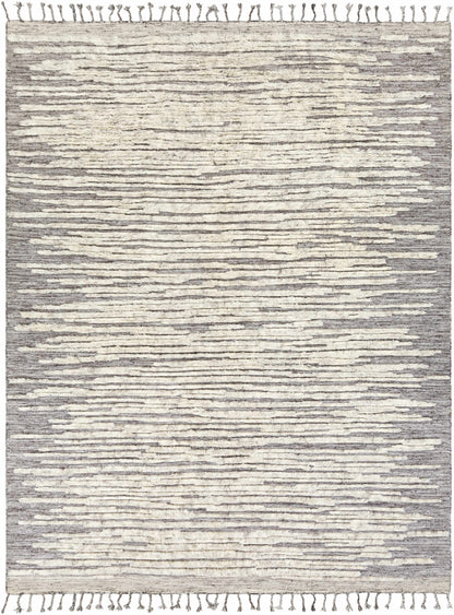 Charcoal Hand Knotted 80% Wool, 20% Viscose Global Rectangle Handmade rug, Indoor use only, has fringe, non-washable.