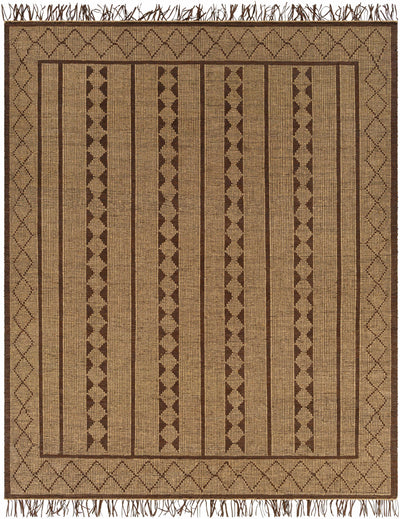 Tan Hand Woven 70% Jute, 30% Leather Global Rectangle Handmade rug, Indoor use only, has fringe, non-washable. runner also available