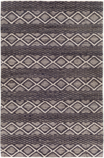Black Hand Woven 80% Jute, 20% Cotton Global Rectangle Handmade rug, Indoor use only, no fringe, non-washable. runner also available