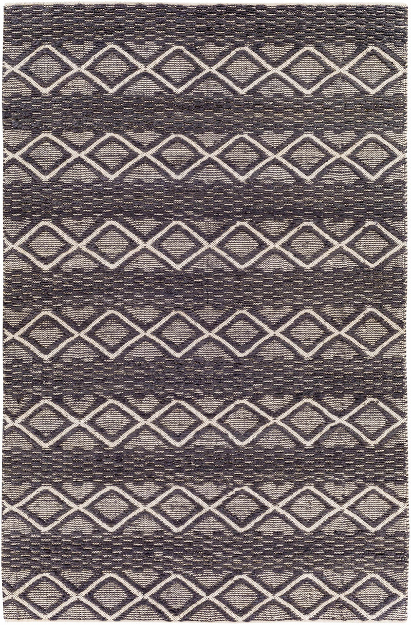 Black Hand Woven 80% Jute, 20% Cotton Global Rectangle Handmade rug, Indoor use only, no fringe, non-washable. runner also available