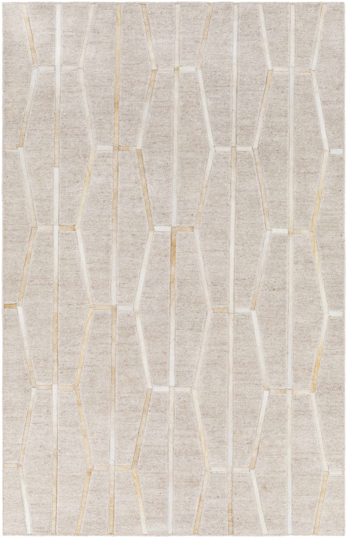 Tan Hand Crafted 80% Viscose, 20% Hair On Hide Modern Rectangle Handmade rug, Indoor use only, no fringe, non-washable.