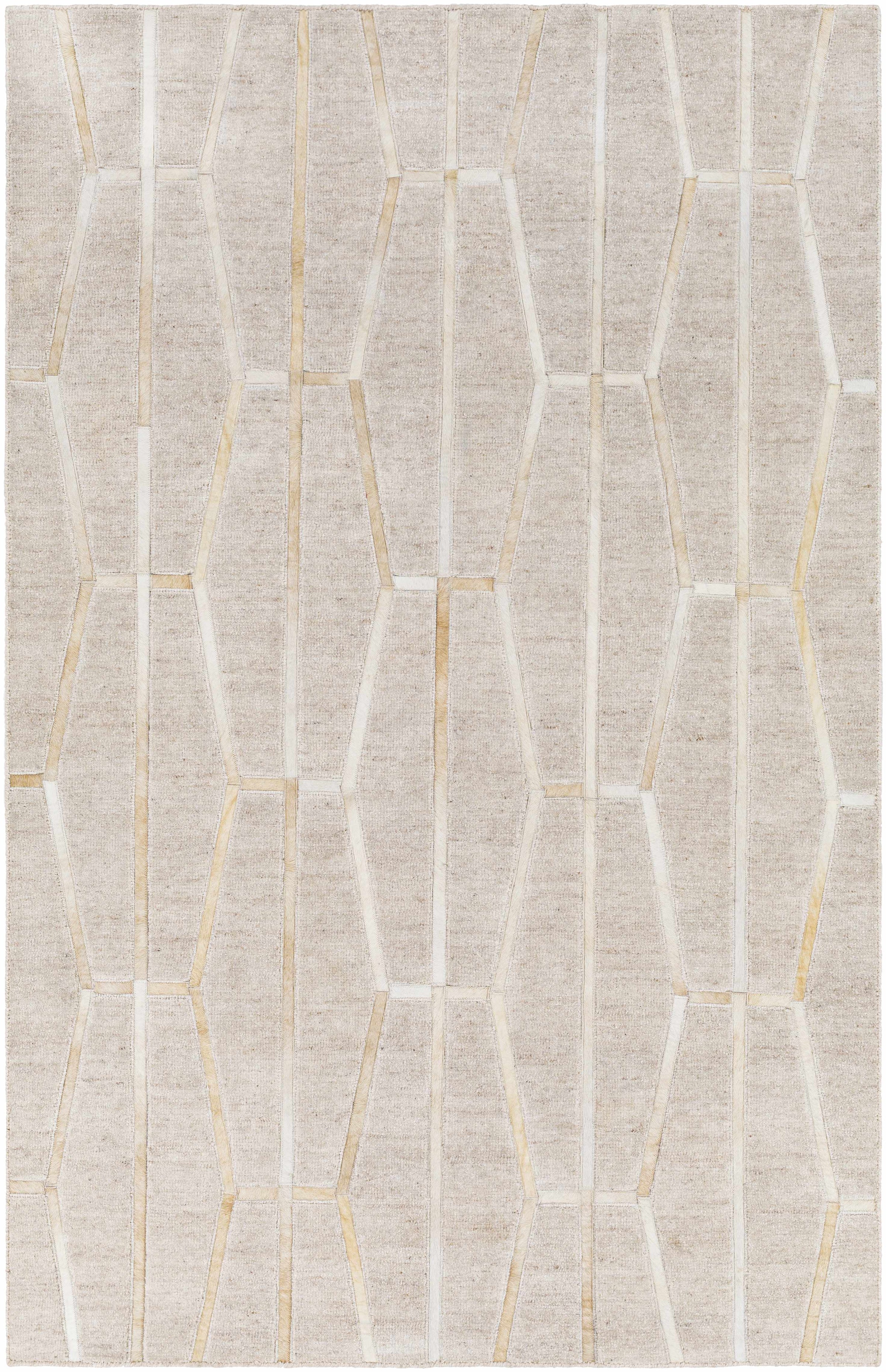Tan Hand Crafted 80% Viscose, 20% Hair On Hide Modern Rectangle Handmade rug, Indoor use only, no fringe, non-washable.