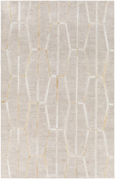 Tan Hand Crafted 80% Viscose, 20% Hair On Hide Modern Rectangle Handmade rug, Indoor use only, no fringe, non-washable.