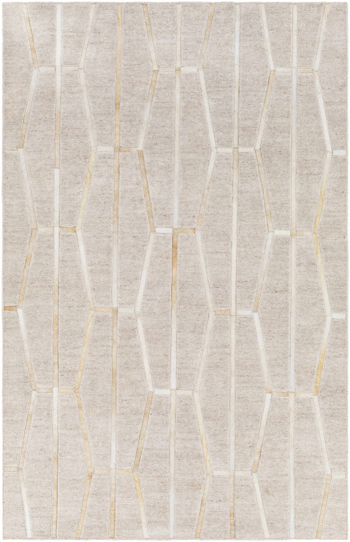 Tan Hand Crafted 80% Viscose, 20% Hair On Hide Modern Rectangle Handmade rug, Indoor use only, no fringe, non-washable.