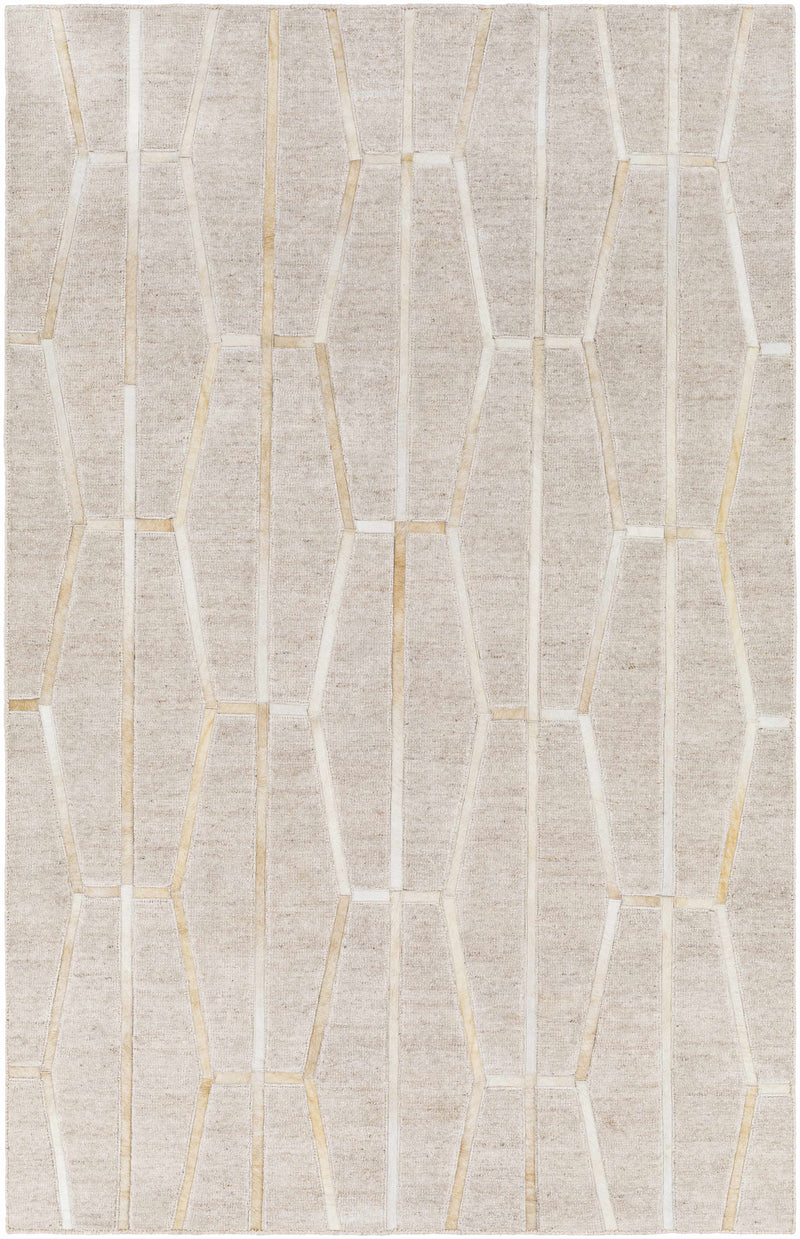 Tan Hand Crafted 80% Viscose, 20% Hair On Hide Modern Rectangle Handmade rug, Indoor use only, no fringe, non-washable.