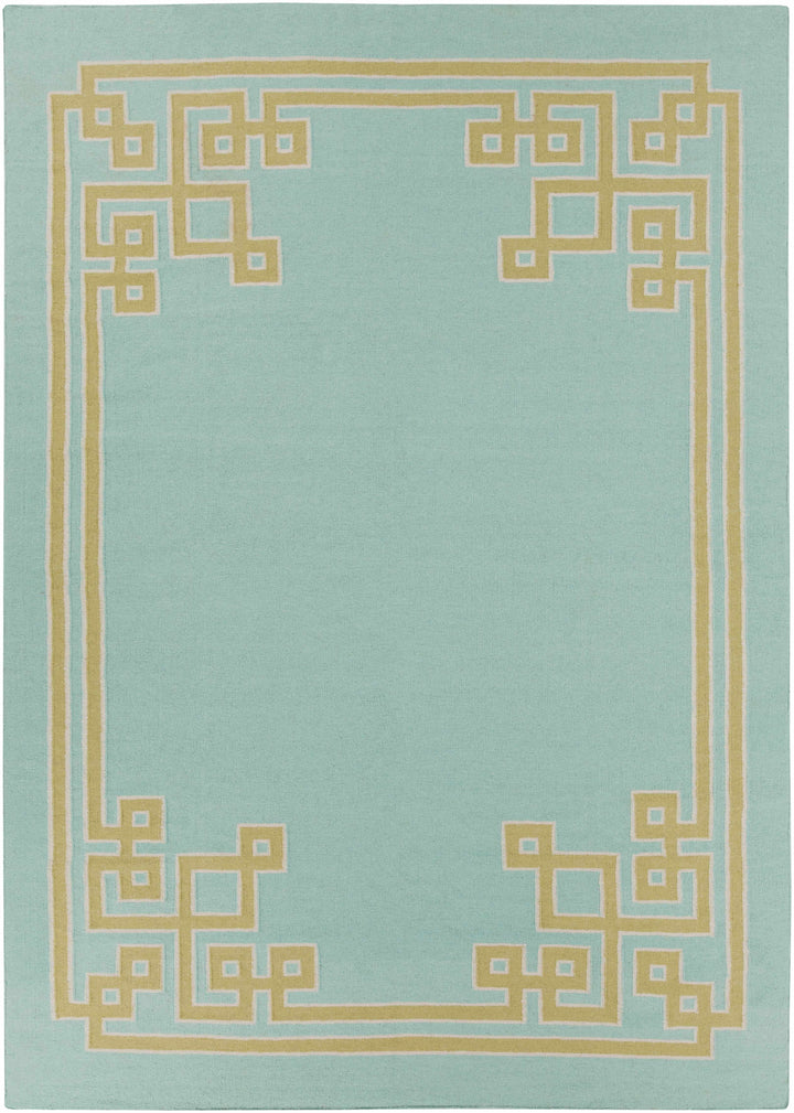 Aqua Hand Woven 100% Wool Modern Rectangle Handmade rug, Indoor use only, no fringe, non-washable. runner also available
