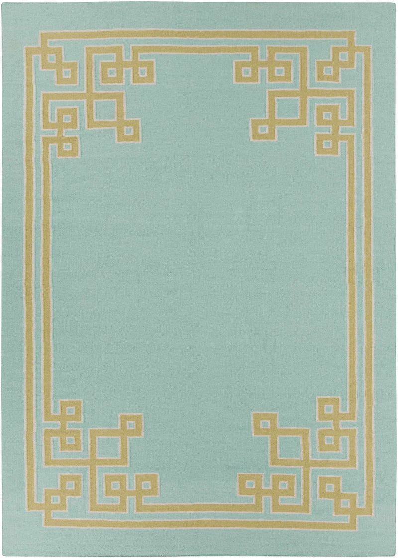Aqua Hand Woven 100% Wool Modern Rectangle Handmade rug, Indoor use only, no fringe, non-washable. runner also available