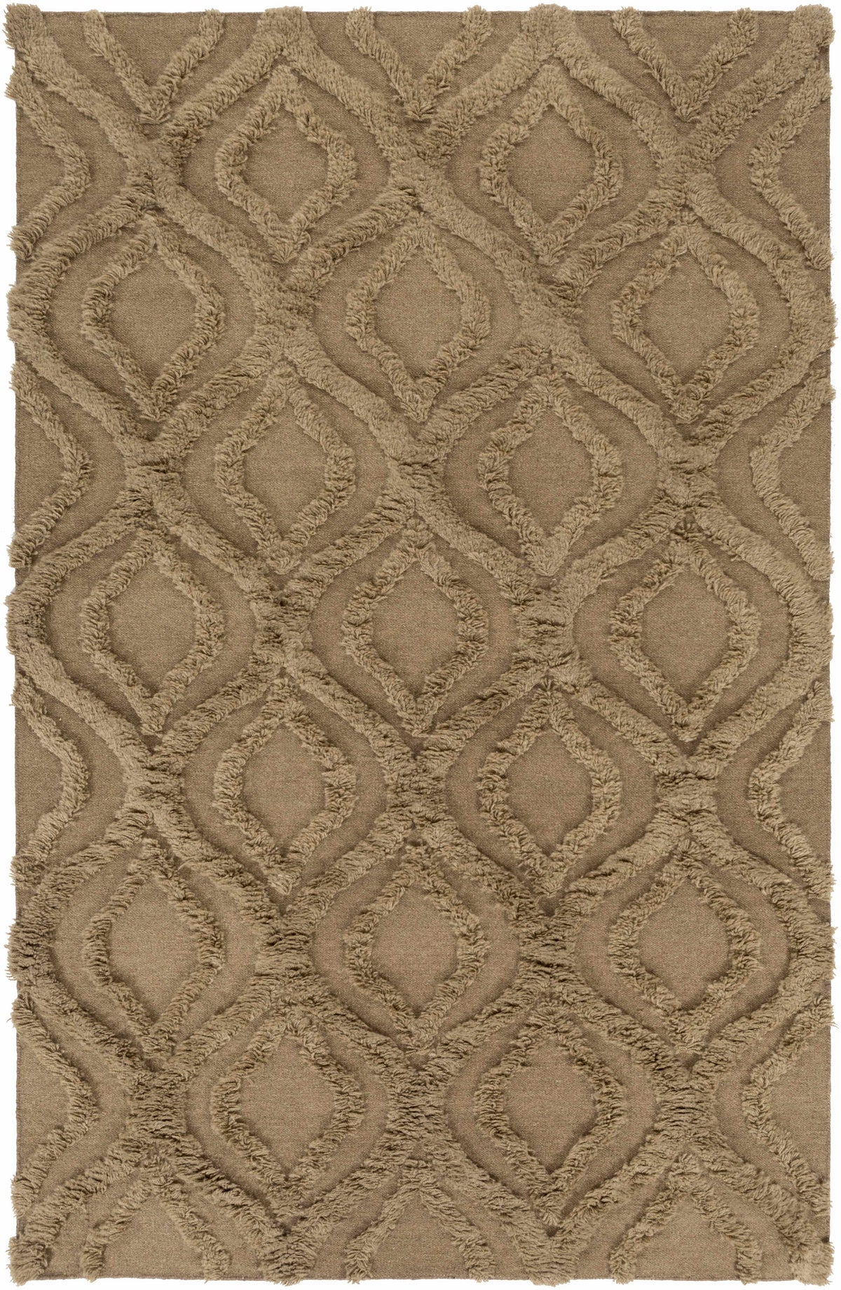 Brown Hand Woven 100% Wool Modern Rectangle Handmade rug, Indoor use only, no fringe, non-washable.