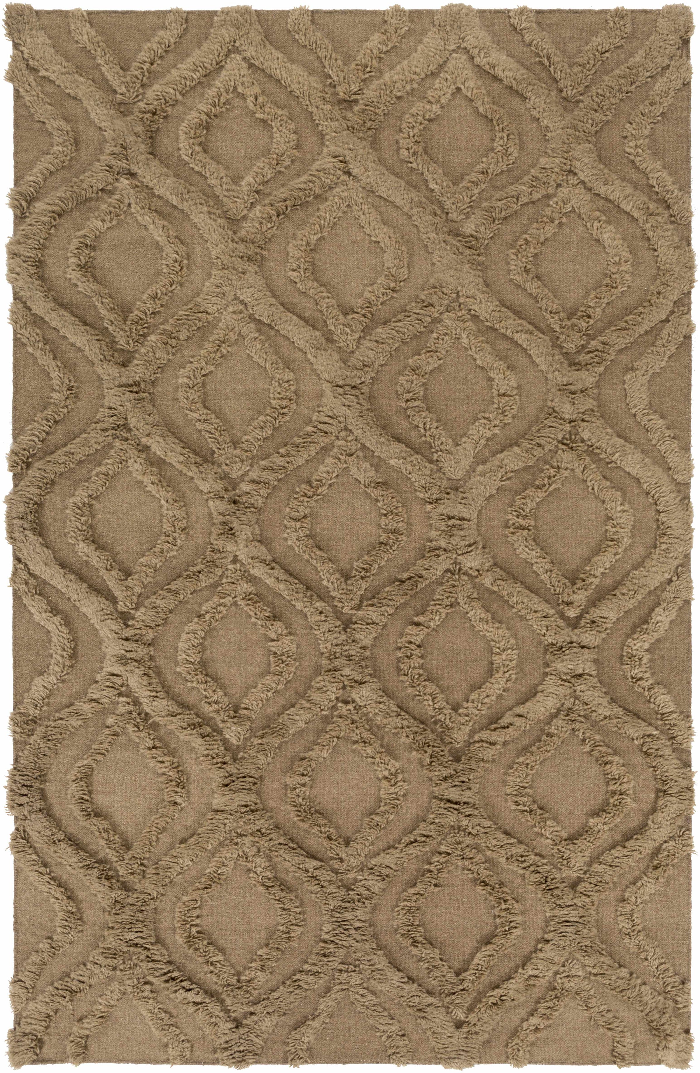 Brown Hand Woven 100% Wool Modern Rectangle Handmade rug, Indoor use only, no fringe, non-washable.