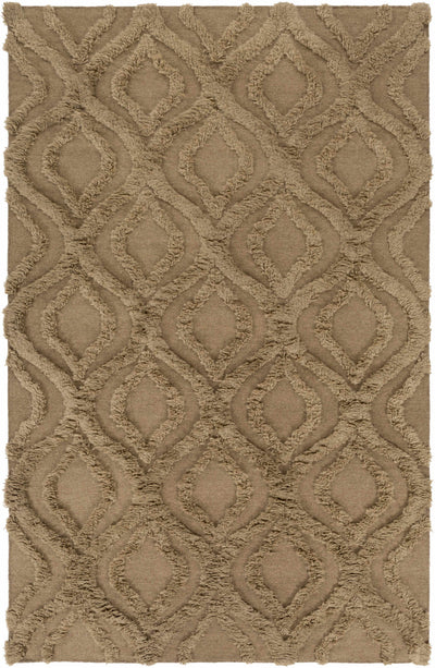 Brown Hand Woven 100% Wool Modern Rectangle Handmade rug, Indoor use only, no fringe, non-washable.