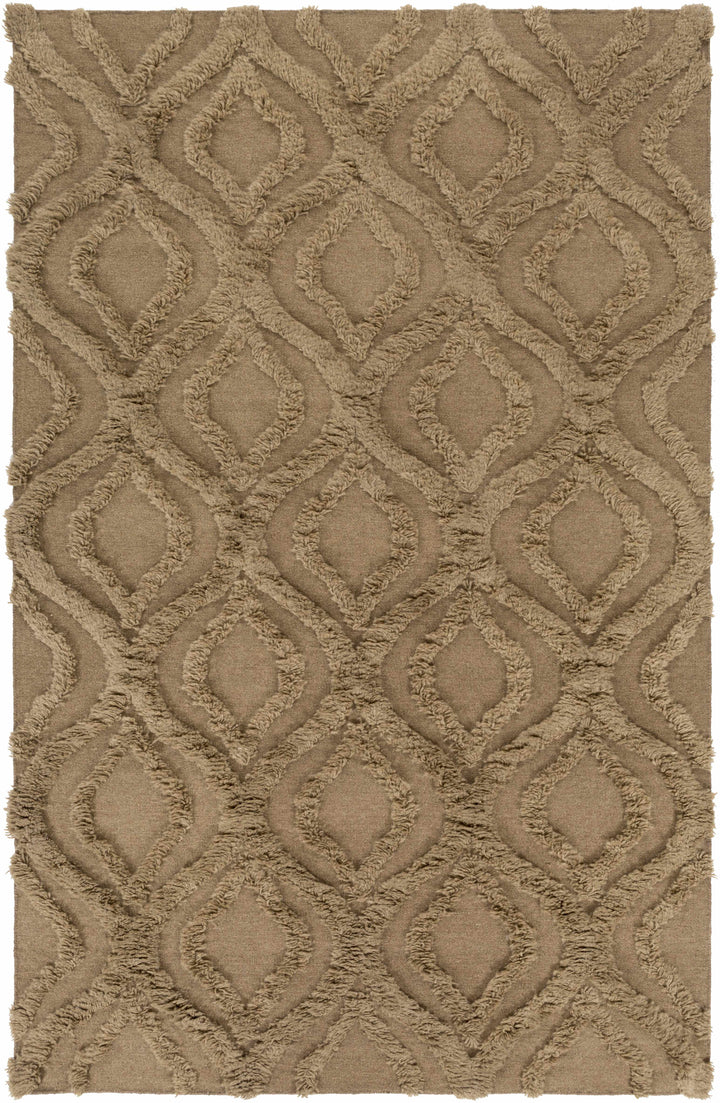 Brown Hand Woven 100% Wool Modern Rectangle Handmade rug, Indoor use only, no fringe, non-washable.