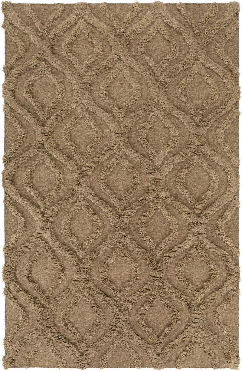 Brown Hand Woven 100% Wool Modern Rectangle Handmade rug, Indoor use only, no fringe, non-washable.