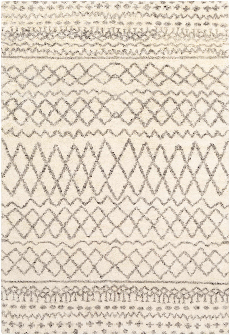 Ivory Hand Knotted 100% Wool Global Rectangle Handmade rug, Indoor use only, no fringe, non-washable.