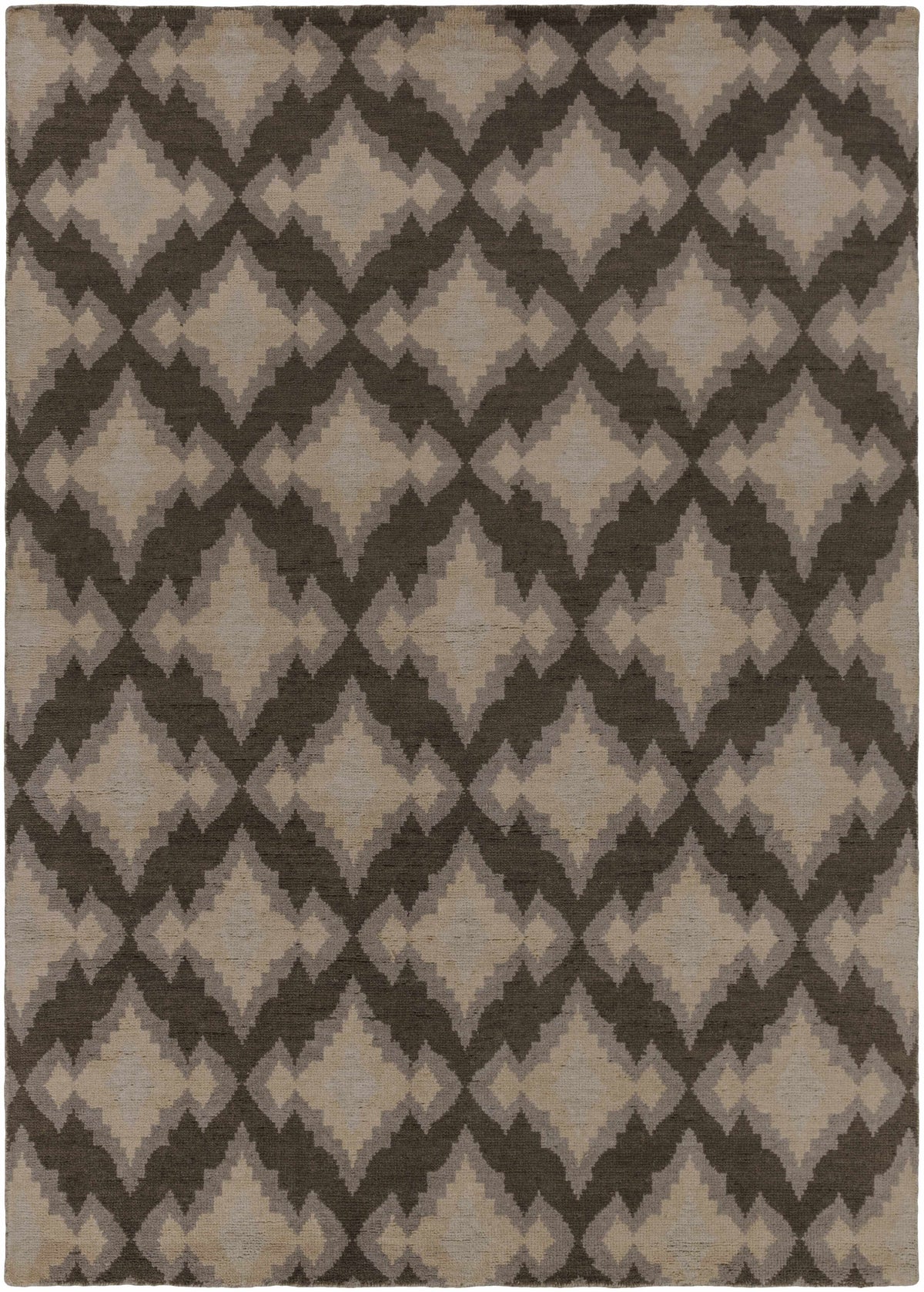 Charcoal Hand Knotted 100% Wool Modern Rectangle Handmade rug, Indoor use only, no fringe, non-washable.