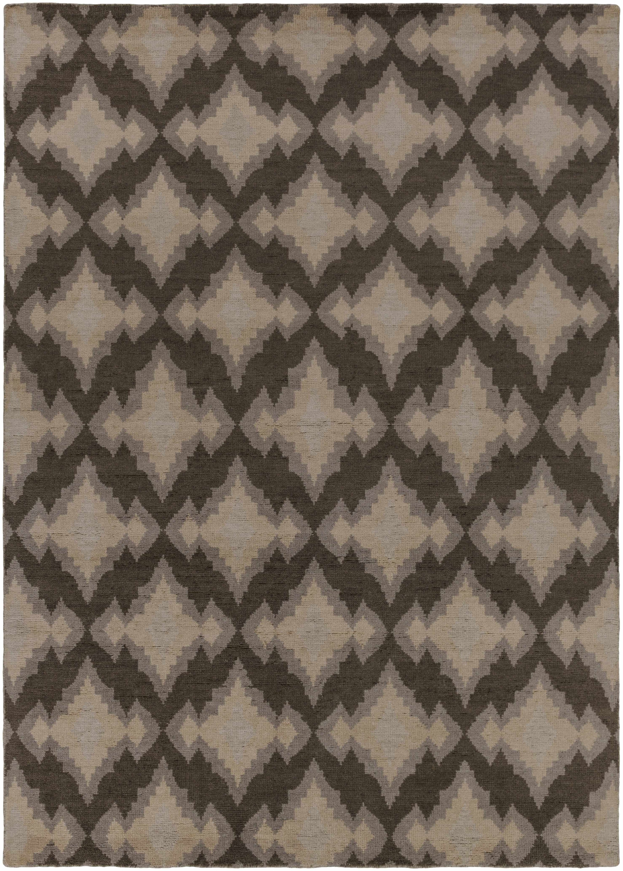 Charcoal Hand Knotted 100% Wool Modern Rectangle Handmade rug, Indoor use only, no fringe, non-washable.