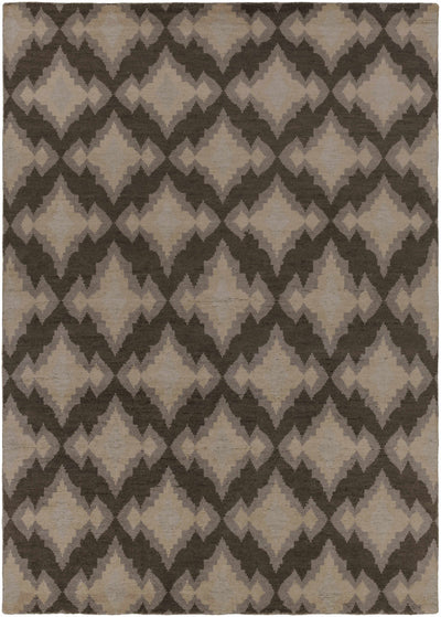 Charcoal Hand Knotted 100% Wool Modern Rectangle Handmade rug, Indoor use only, no fringe, non-washable.