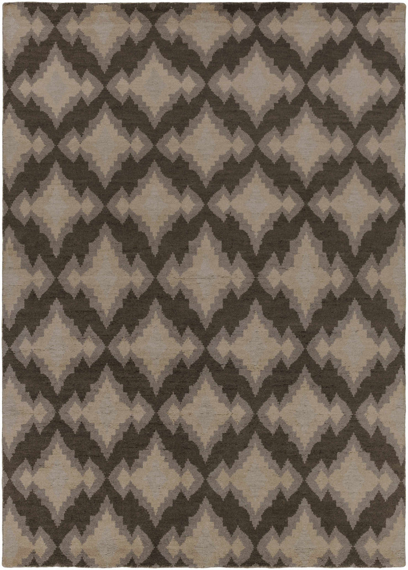 Charcoal Hand Knotted 100% Wool Modern Rectangle Handmade rug, Indoor use only, no fringe, non-washable.