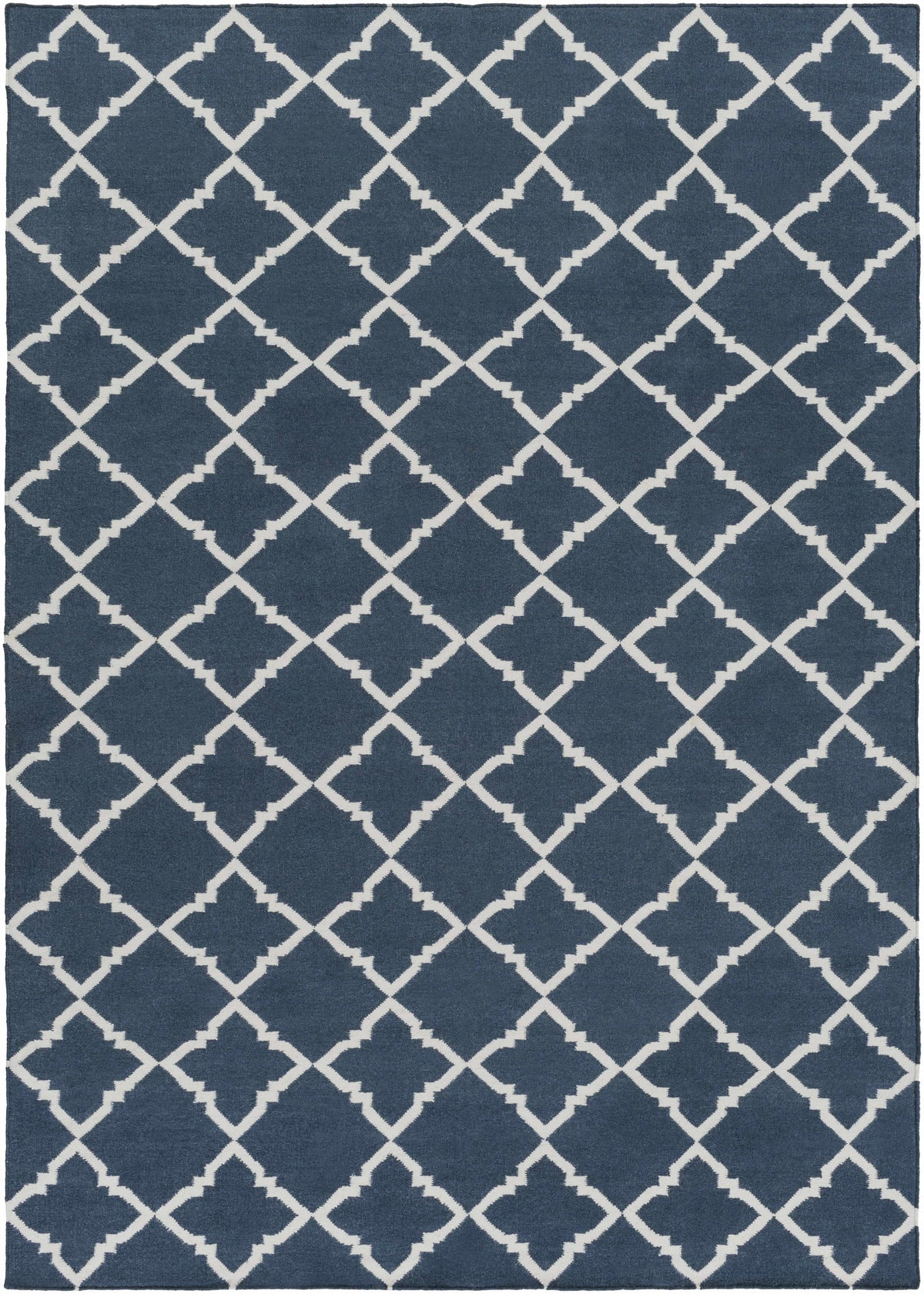 Dark Blue Hand Woven 100% Wool Modern Rectangle Handmade rug, Indoor use only, no fringe, non-washable.