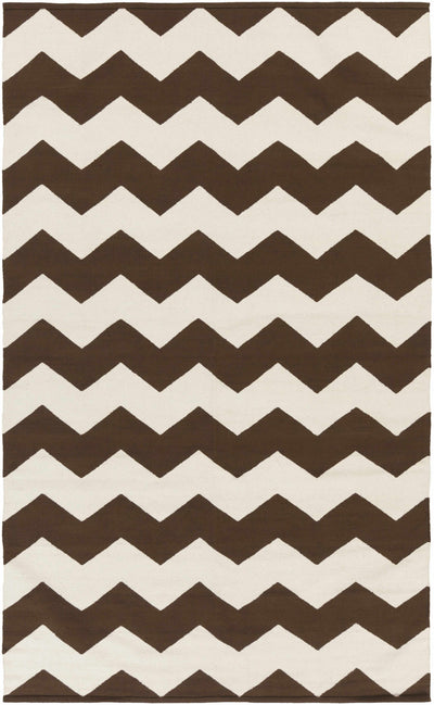 Dark Brown Hand Woven 100% Cotton Modern Rectangle Handmade rug, Indoor use only, no fringe, non-washable.