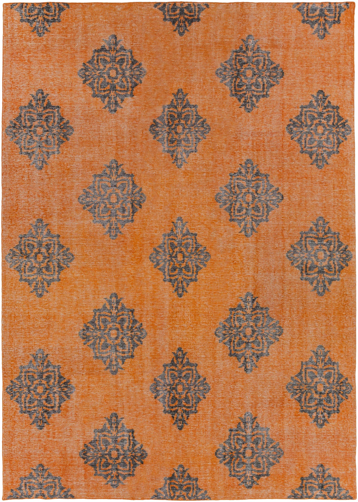Burnt Orange Hand Knotted 100% Wool Modern Rectangle Handmade rug, Indoor use only, no fringe, non-washable.