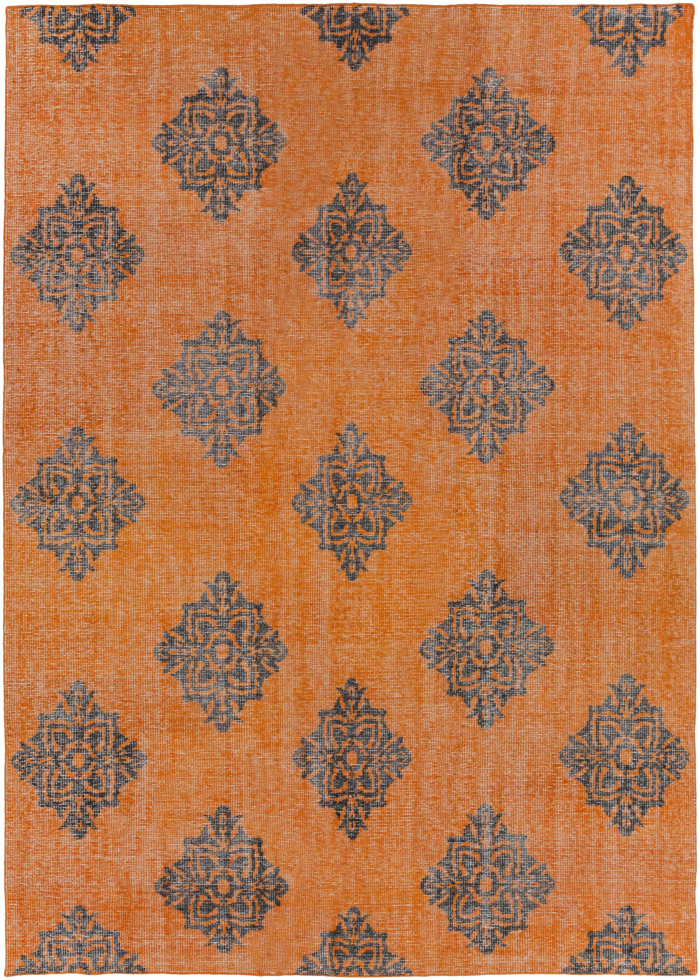 Burnt Orange Hand Knotted 100% Wool Modern Rectangle Handmade rug, Indoor use only, no fringe, non-washable.