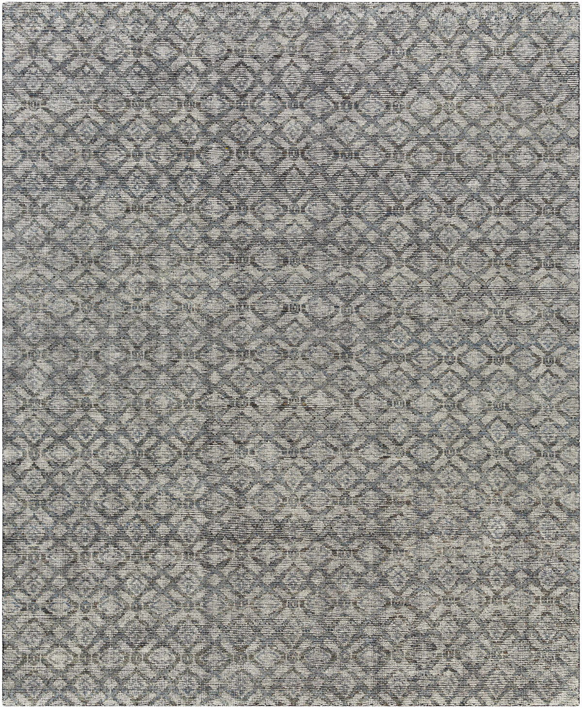 Ink Blue Hand Knotted 90% Wool, 10% Polyester Modern Rectangle Handmade rug, Indoor use only, no fringe, non-washable.
